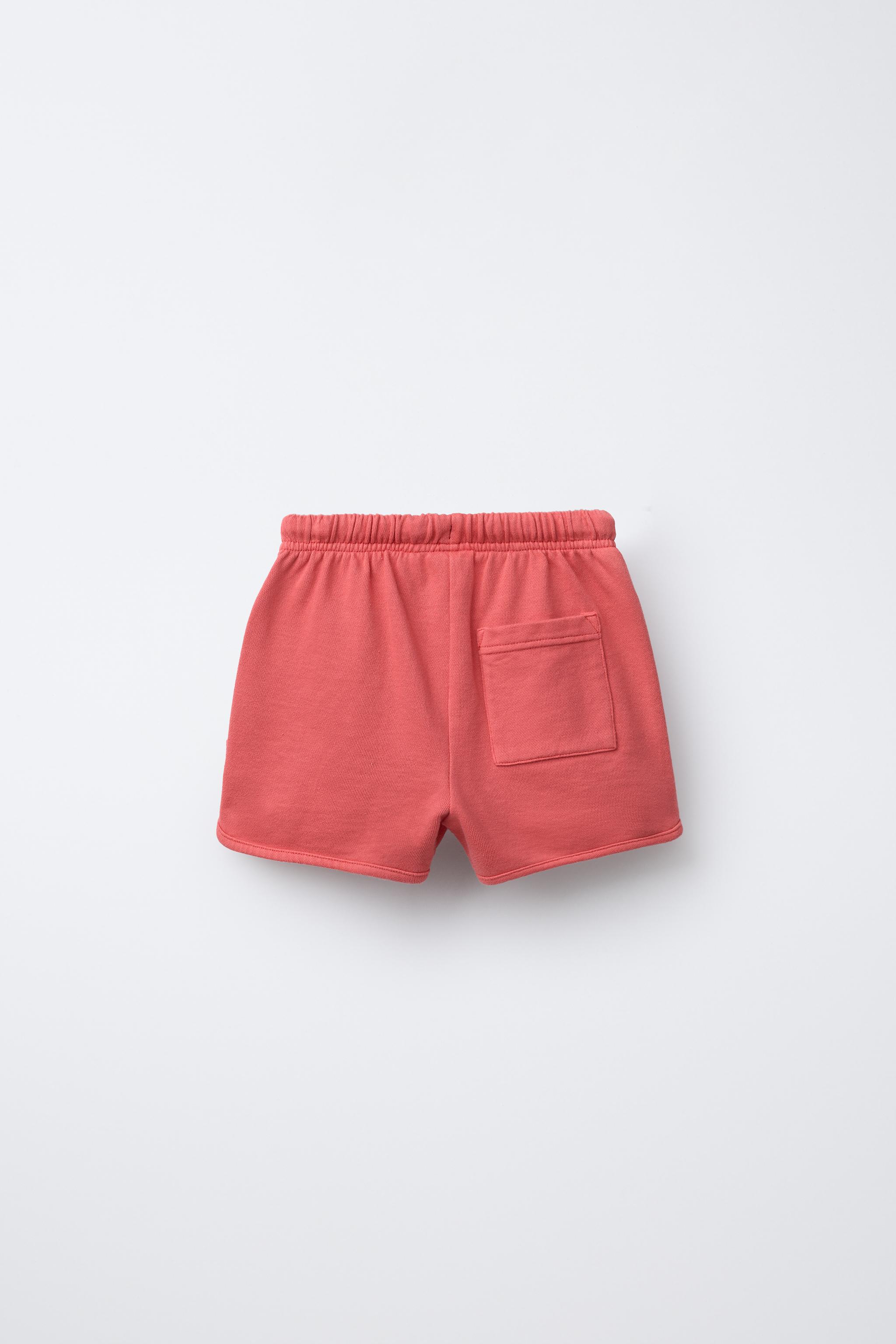 STRAIGHT GARMENT DYE LABEL PLUSH SHORTS - Navy blue | ZARA