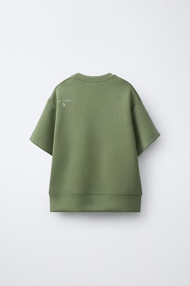 T-SHIRT SPORT LOGO - Vert moyen de Zara - Image 1