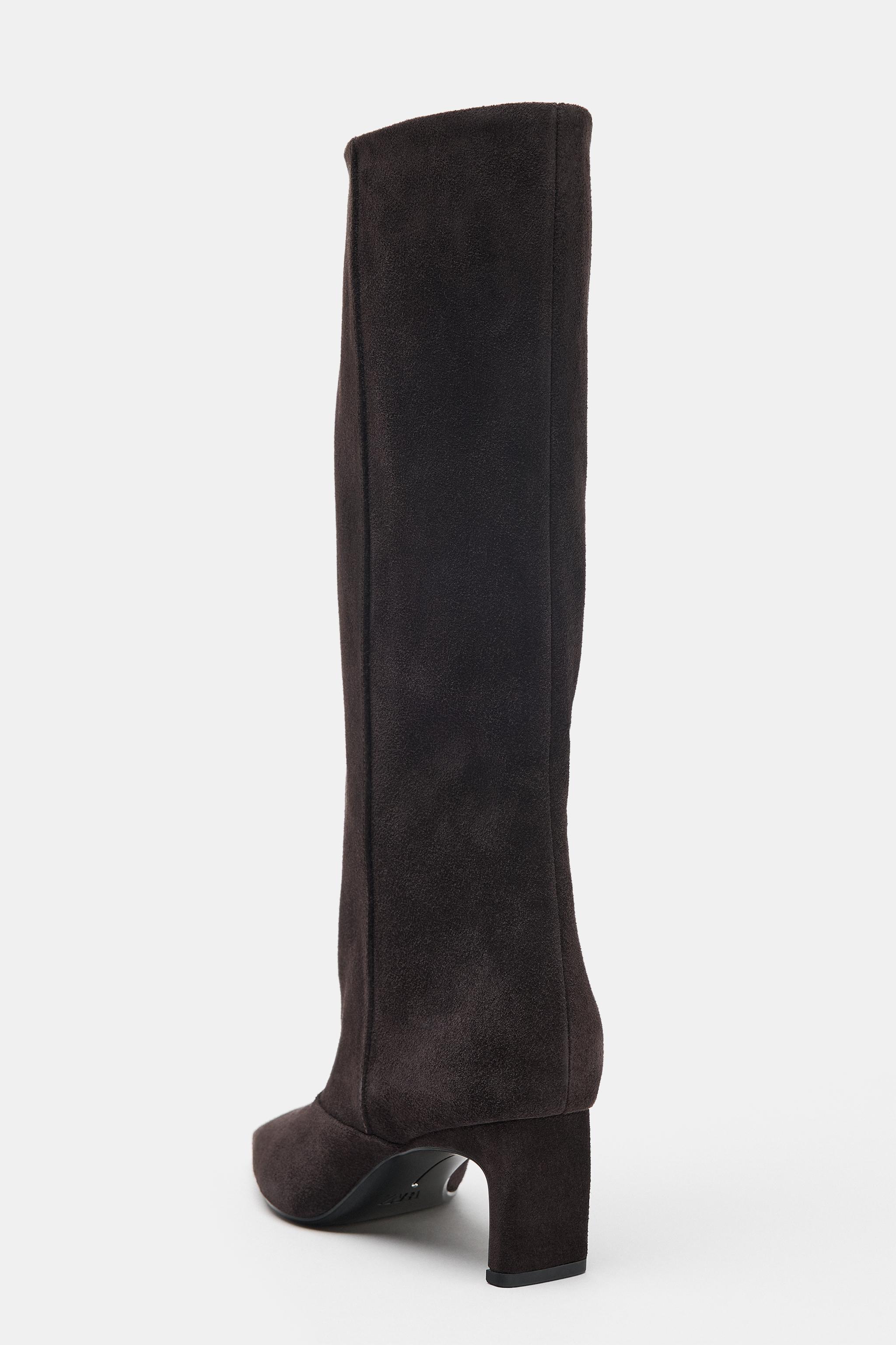 Женские ботинки Zara SUEDE HEELED BOOTS — фото 4