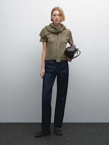 Zara 100% wool cutwork T-shirt - Greenish - Image 0