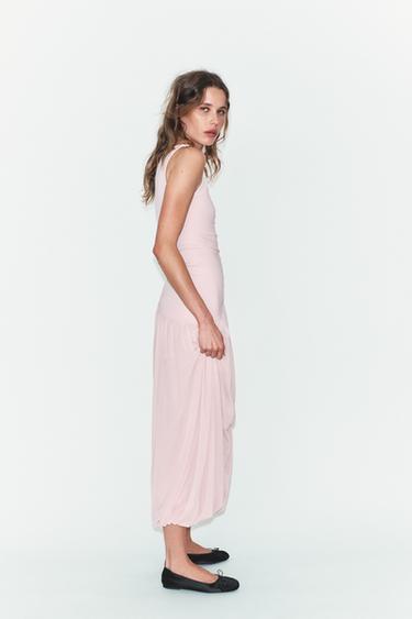 ROBE LONGUE BIMATIÈRE AVEC TULLE - Rose pâle de Zara - Image 2