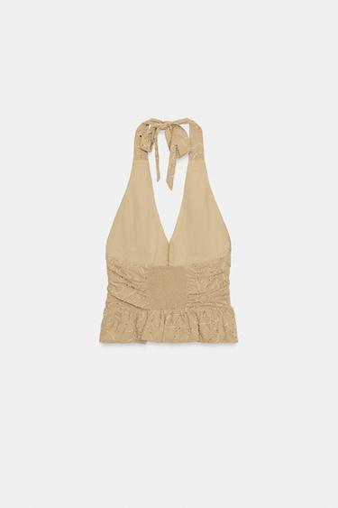 TOP HALTER FANTAISIE - Marron clair de Zara - Image 5