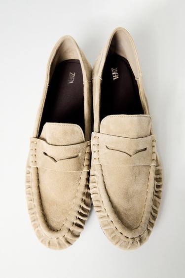 SOFT SUEDE LOAFERS - SAND/BROWN by Zara