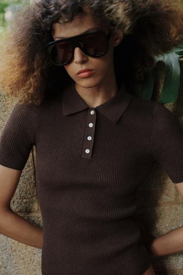 POLO RUSTIQUE MANCHES COURTES - Marron-Bleu de Zara - Image 2