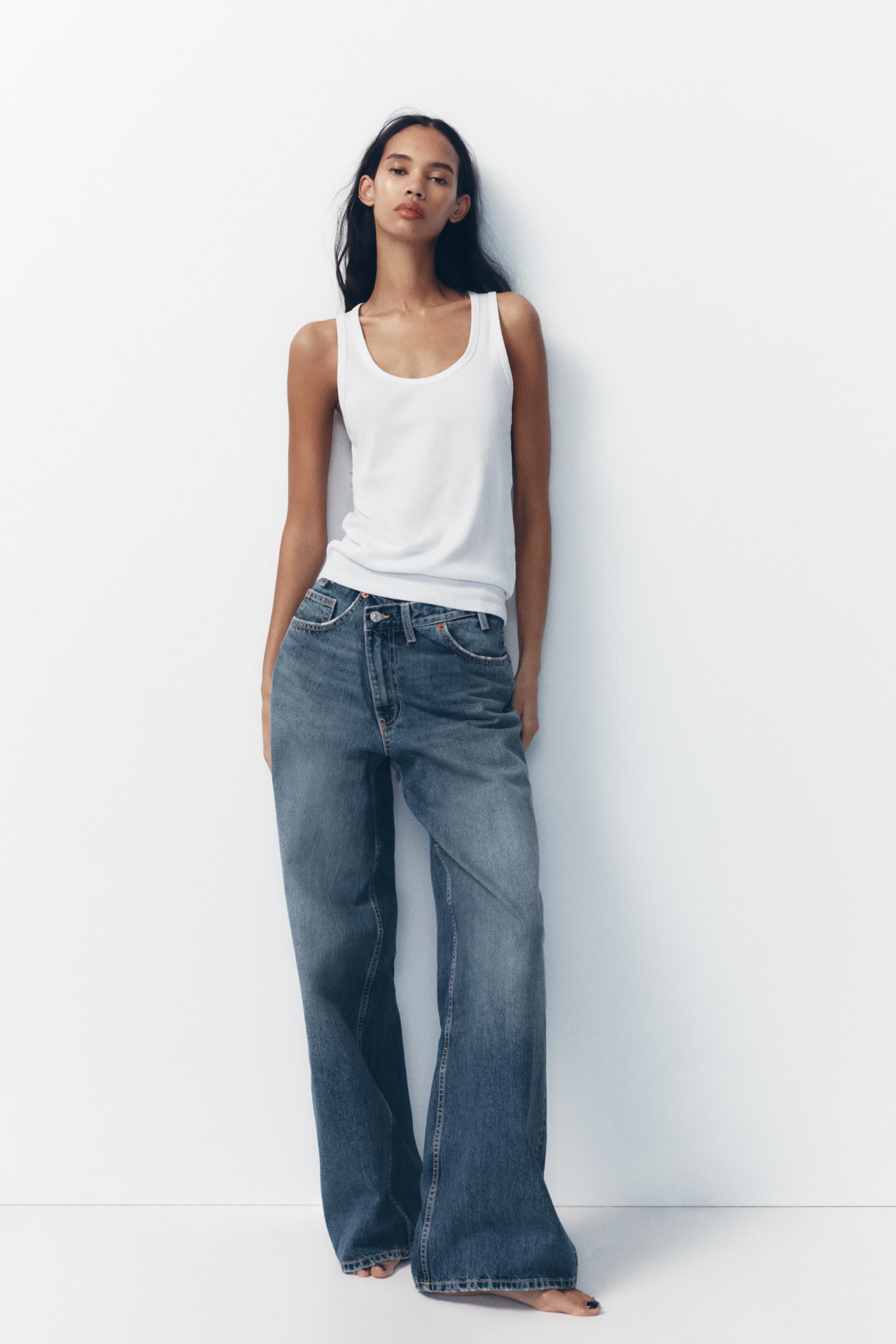 TRF MID-RISE CROSS WAIST BAGGY JEANS - Gray | ZARA United States TRF MID-RISE CROSS WAIST BAGGY JEANS - Gray | ZARA United States