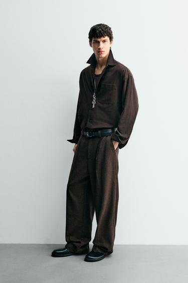 PANTALON BOUTONNÉ À PLIS - Marron de Zara - Image 3