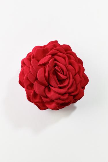 PINZA PELO TEJIDO FLOR - Rojo de Zara