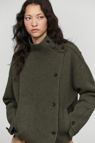 Double-breasted wool-blend knit jacket — Dark salmon 2
