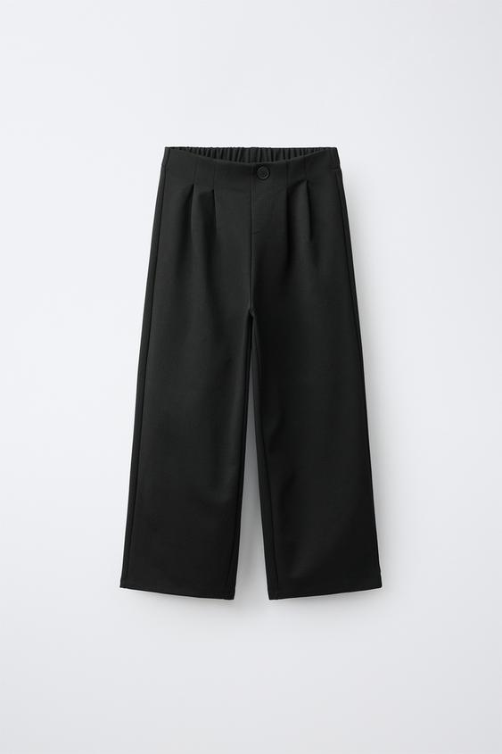 PANTALÓN WIDE LEG PUNTO ROMA PINZAS - Negro de Zara - Imagen 0