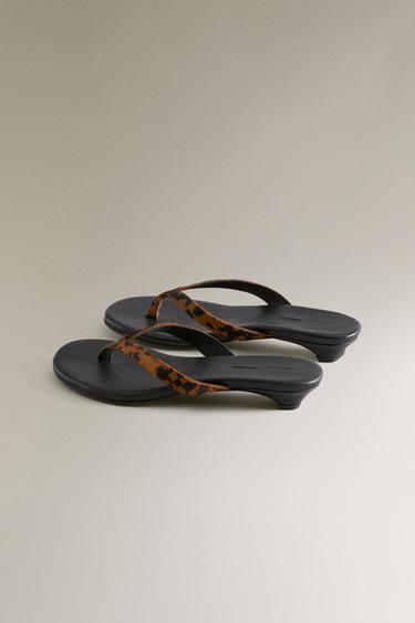 SANDALES CUIR TALON IMPRIMÉ ANIMAL - Noir de Zara - Image 3