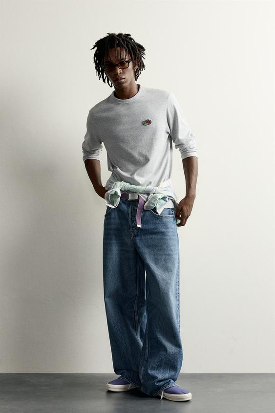 CAMISETA MANGA LARGA PARCHE FRUIT OF THE LOOM™ - Gris vigoré de Zara - Imagen 0