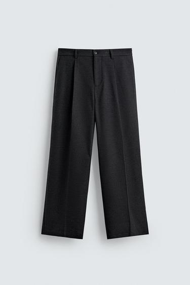 CALÇA RELAXED FIT COM PREGAS - Cinza-escuro da Zara