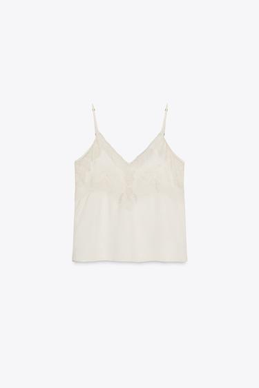 ZW COLLECTION LACE CAMISOLE TOP - Oyster-white by Zara - Image 2