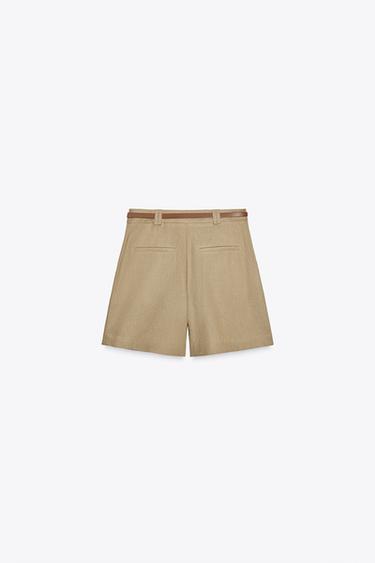 BERMUDA SHORTS WITH BELT IN A LINEN BLEND - Oil by Zara - Image 4