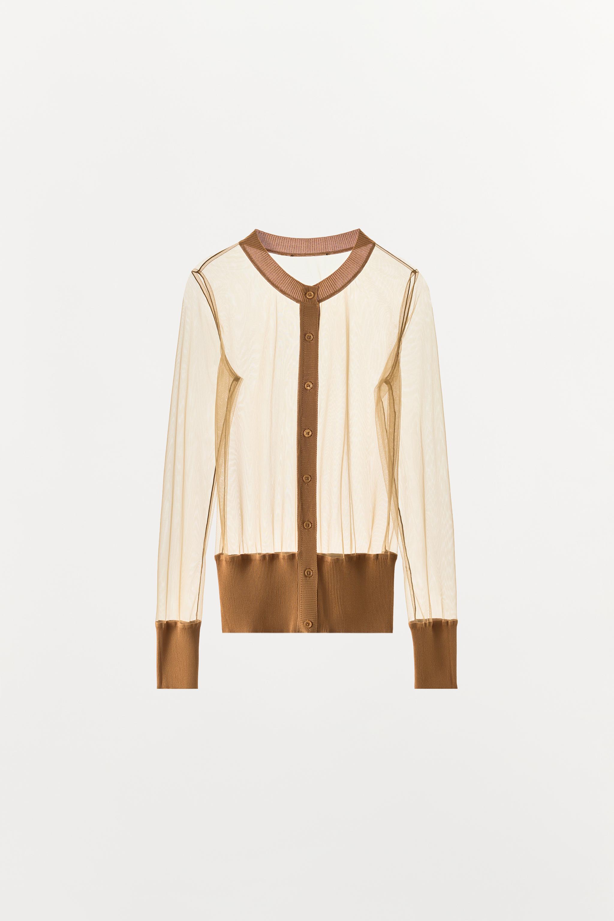 COMBINED GEORGETTE AND KNIT JACKET