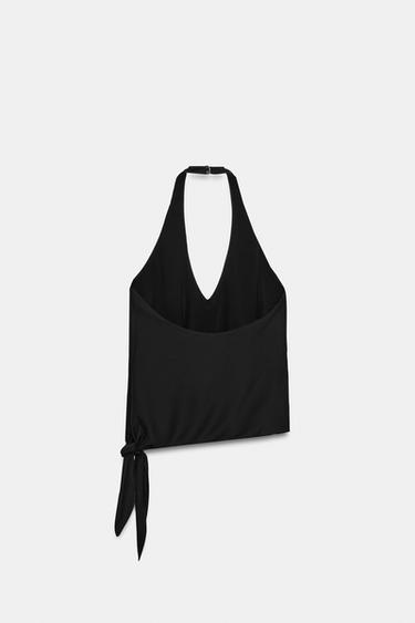 TOP HALTER AVEC NŒUD - Noir de Zara - Image 2