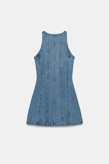 ROBE MINI EN DENIM Z1975 AVEC COUTURES - Bleu moyen de Zara - Image 6