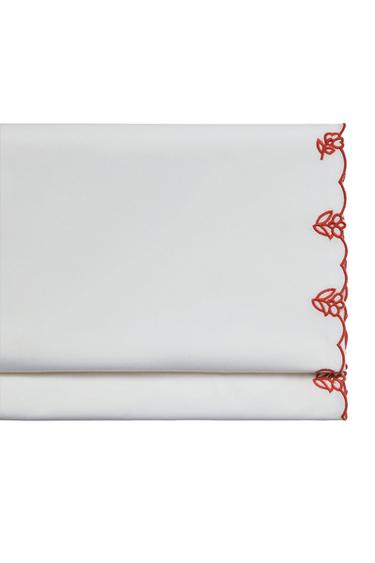 KIDS' FLAT SHEET WITH EMBROIDERED FLOWERS - Reddish by Zara
