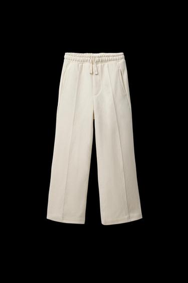 Zara STRAIGHT FIT CENTRAL SEAM PANTS - Ecru - Image 0
