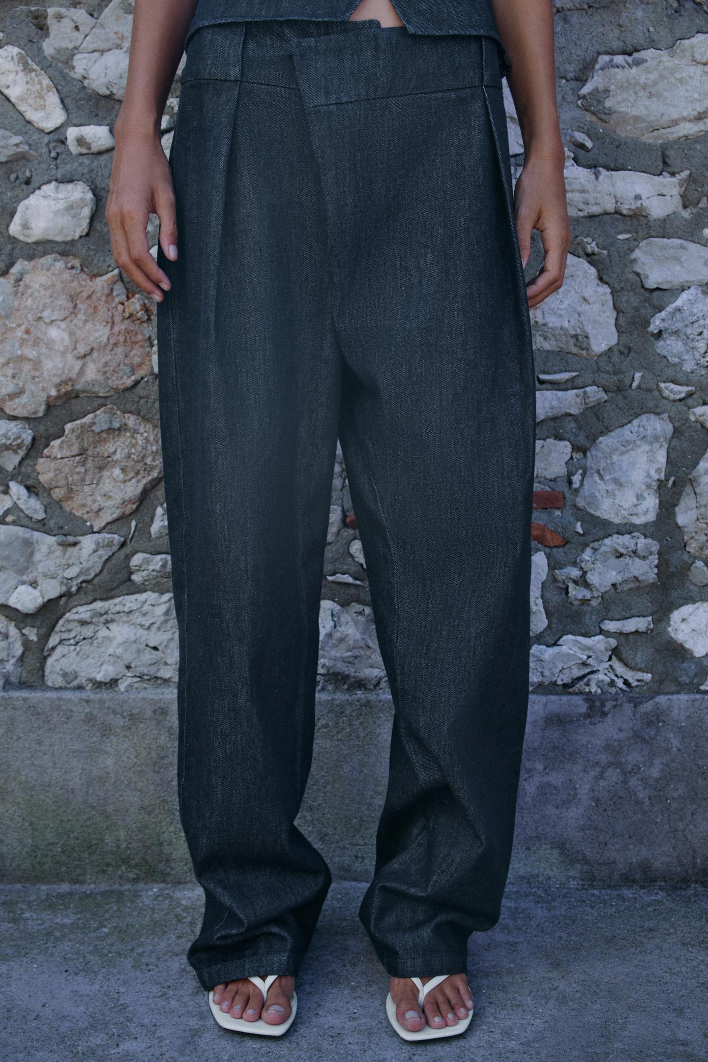 Женские джинсы Zara Z1975 High-Rise Crossover Wide-Leg, цвет: Синий — фото 2