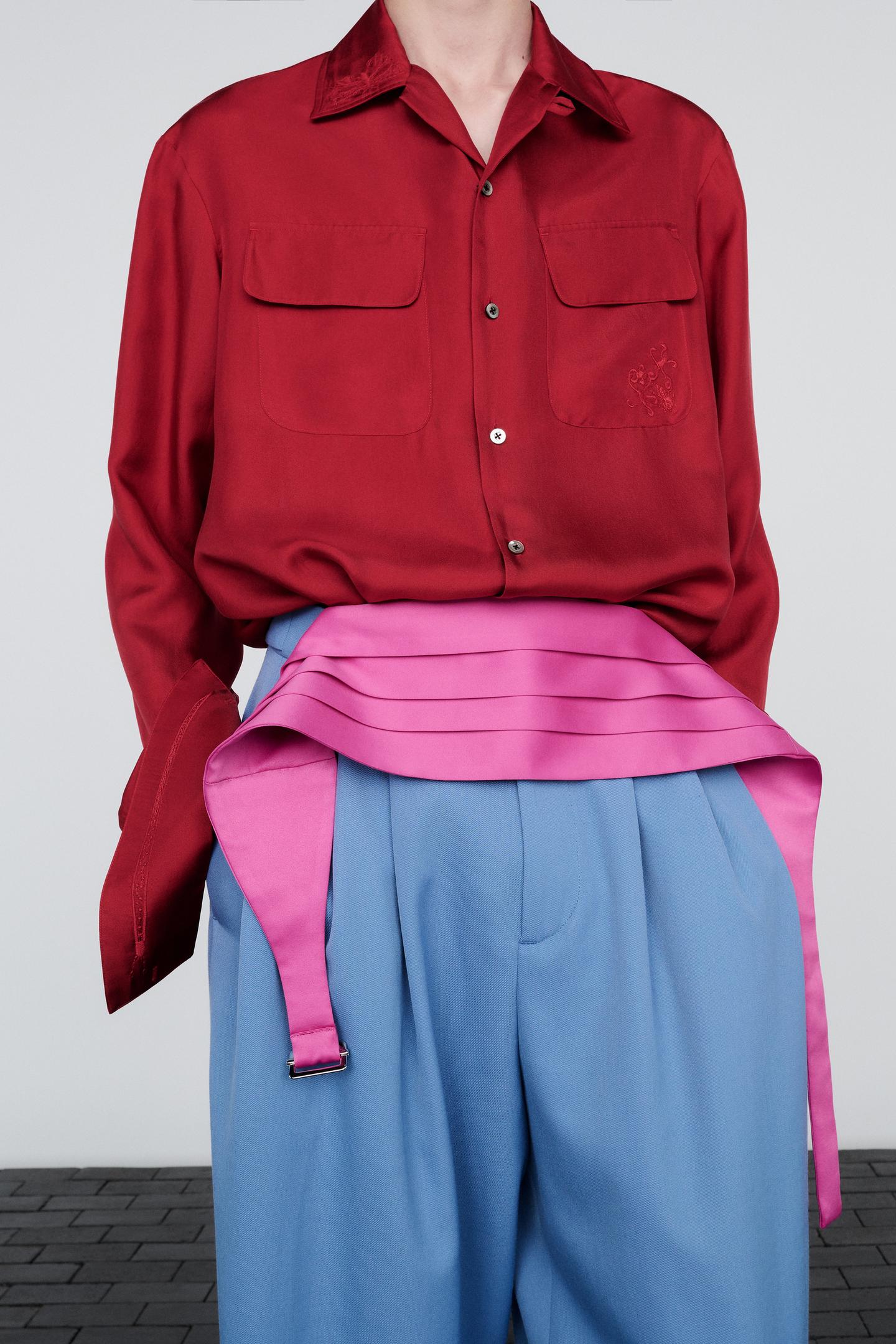 Мужские брюки Zara Relaxed Fit Pleated Suit, цвет: Синий — фото 2