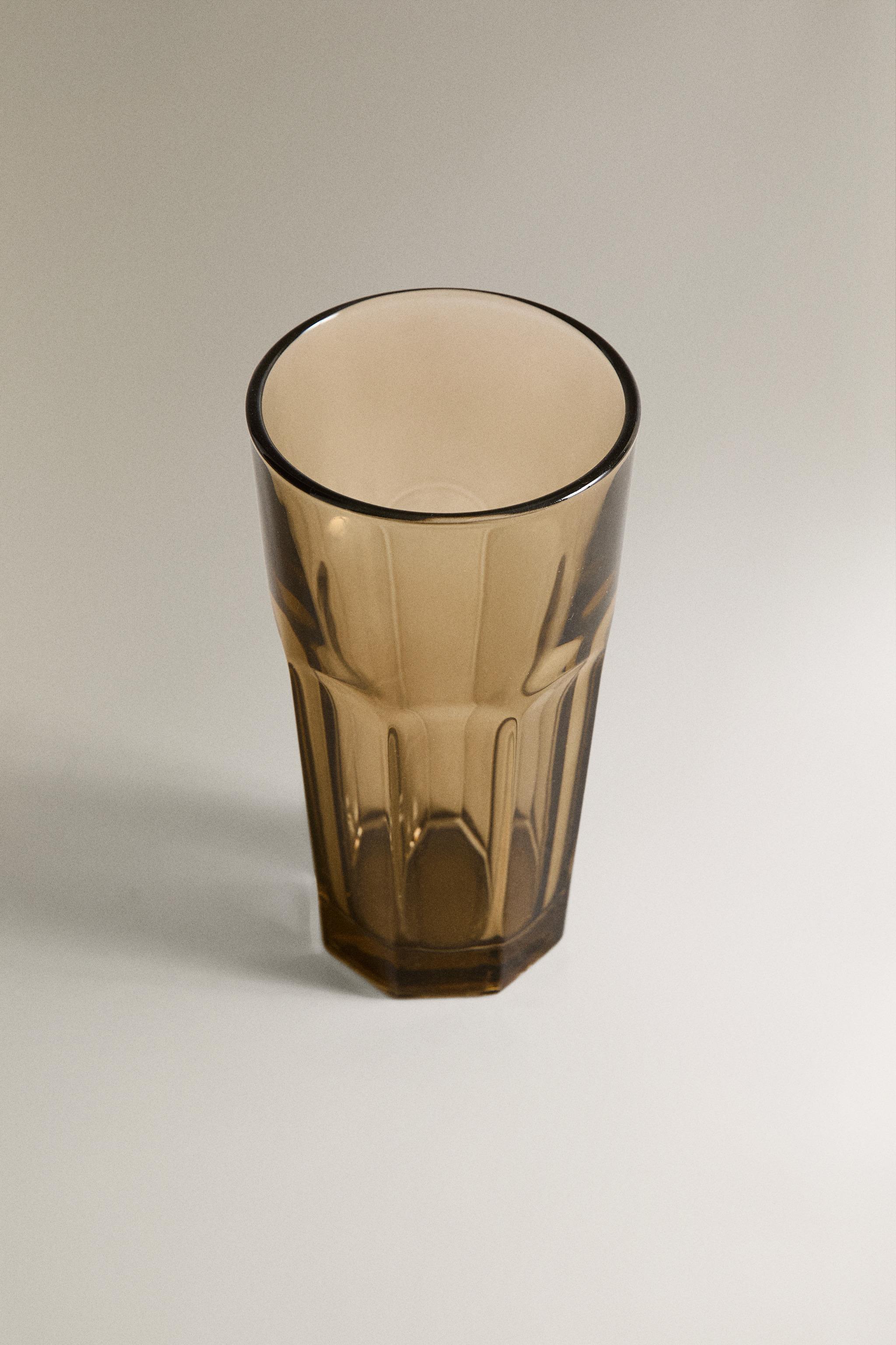 FACETED RAISED DESIGN GLASS SOFT DRINK TUMBLER