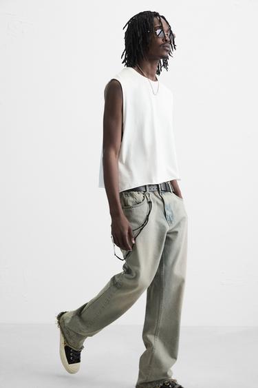 FLARE FIT JEANS - Blue / Green by Zara