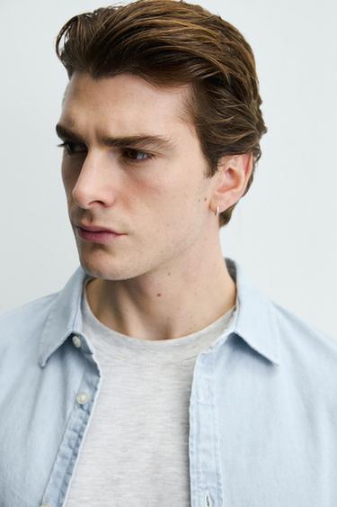 WASHED DENIM SHIRT - Sky blue by Zara - Image 4