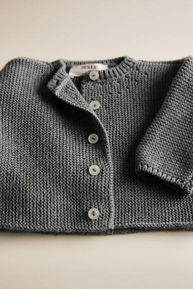KNIT BABY CARDIGAN - Grey by Zara