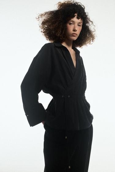 FLOWING SAFARI SHIRT - Black by Zara