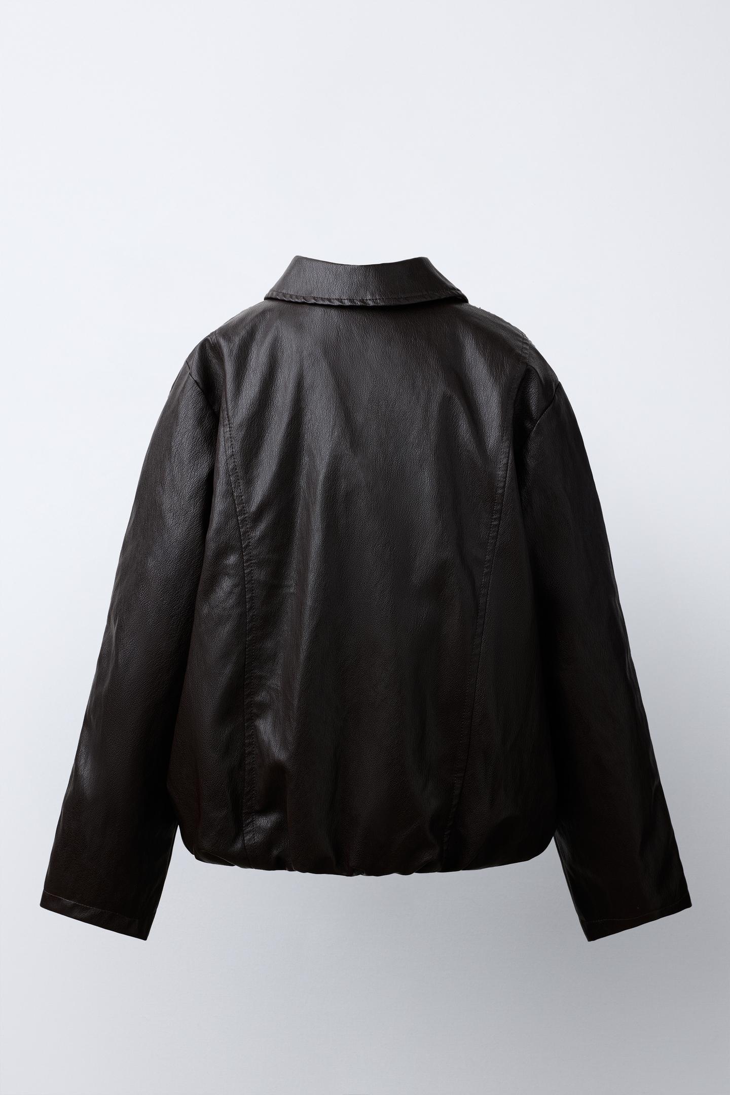 Детская куртка Zara Faux Leather Bomber, цвет: Коричневый — фото 5