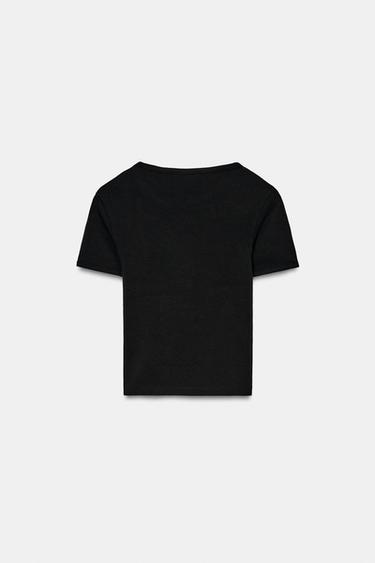 TRIM T-SHIRT - Black by Zara - Image 4