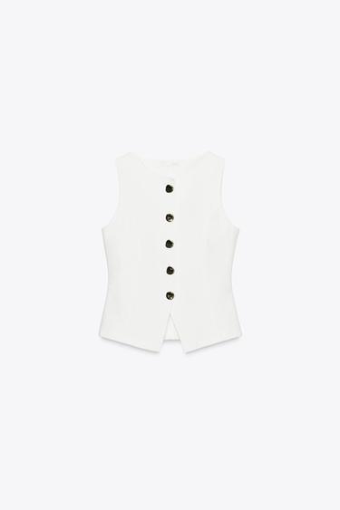 BUTTONED WAISTCOAT TOP - Oyster-white by Zara