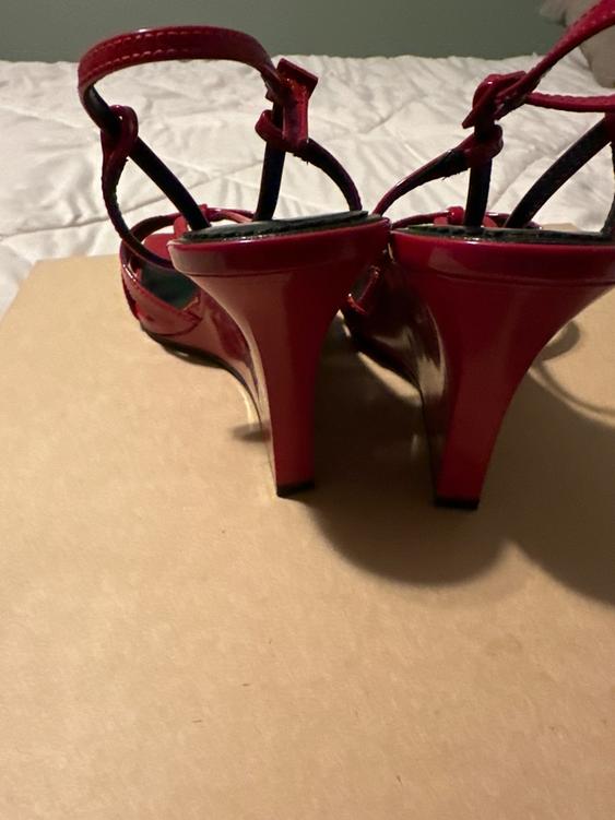 RED PATTEN LEATHER WEDGES - Image 3
