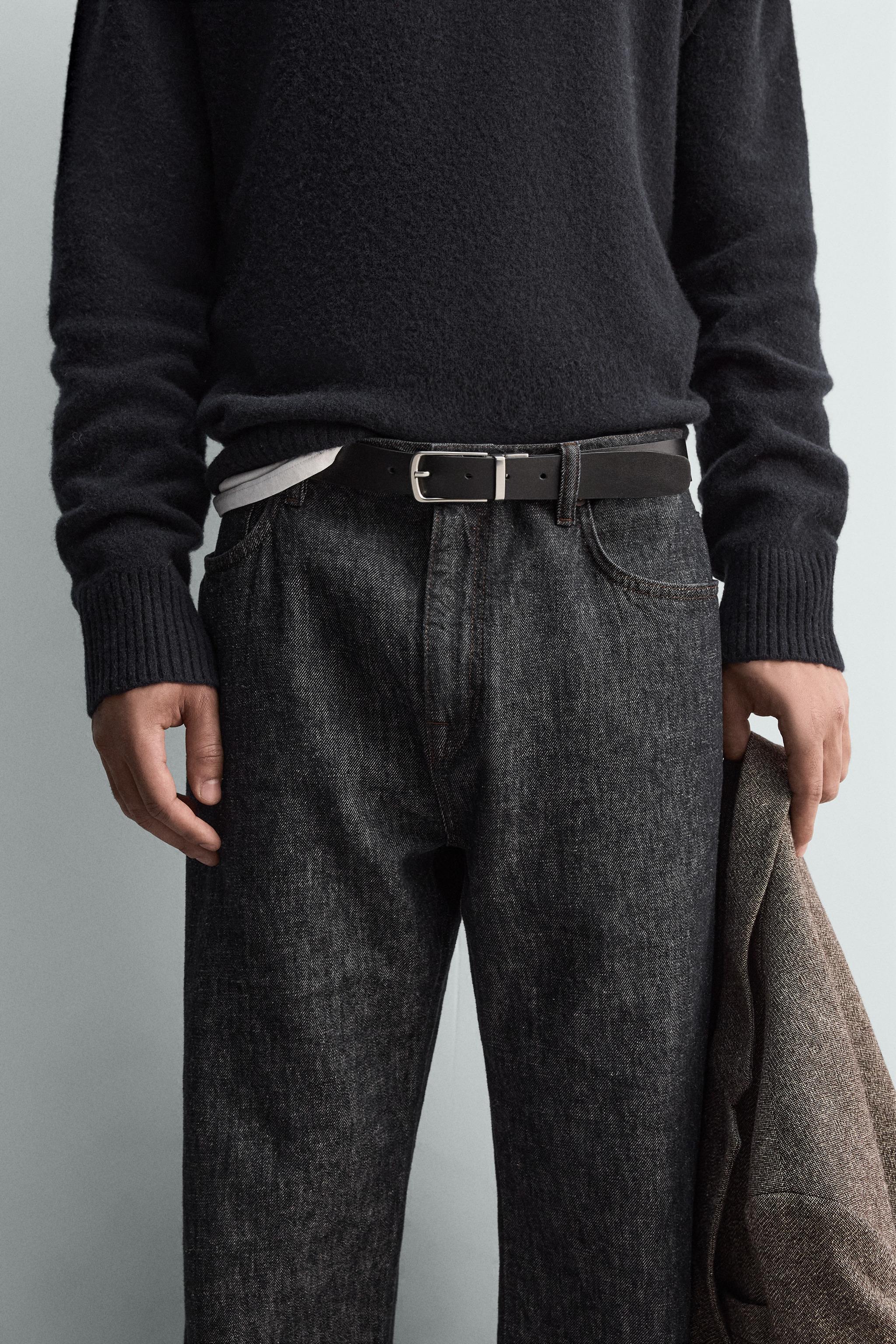 REVERSIBLE LEATHER BELT — Black