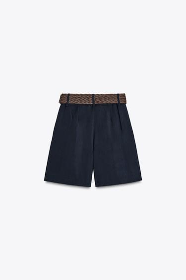 BERMUDA PINCES CEINTURE - Bleu marine de Zara - Image 5