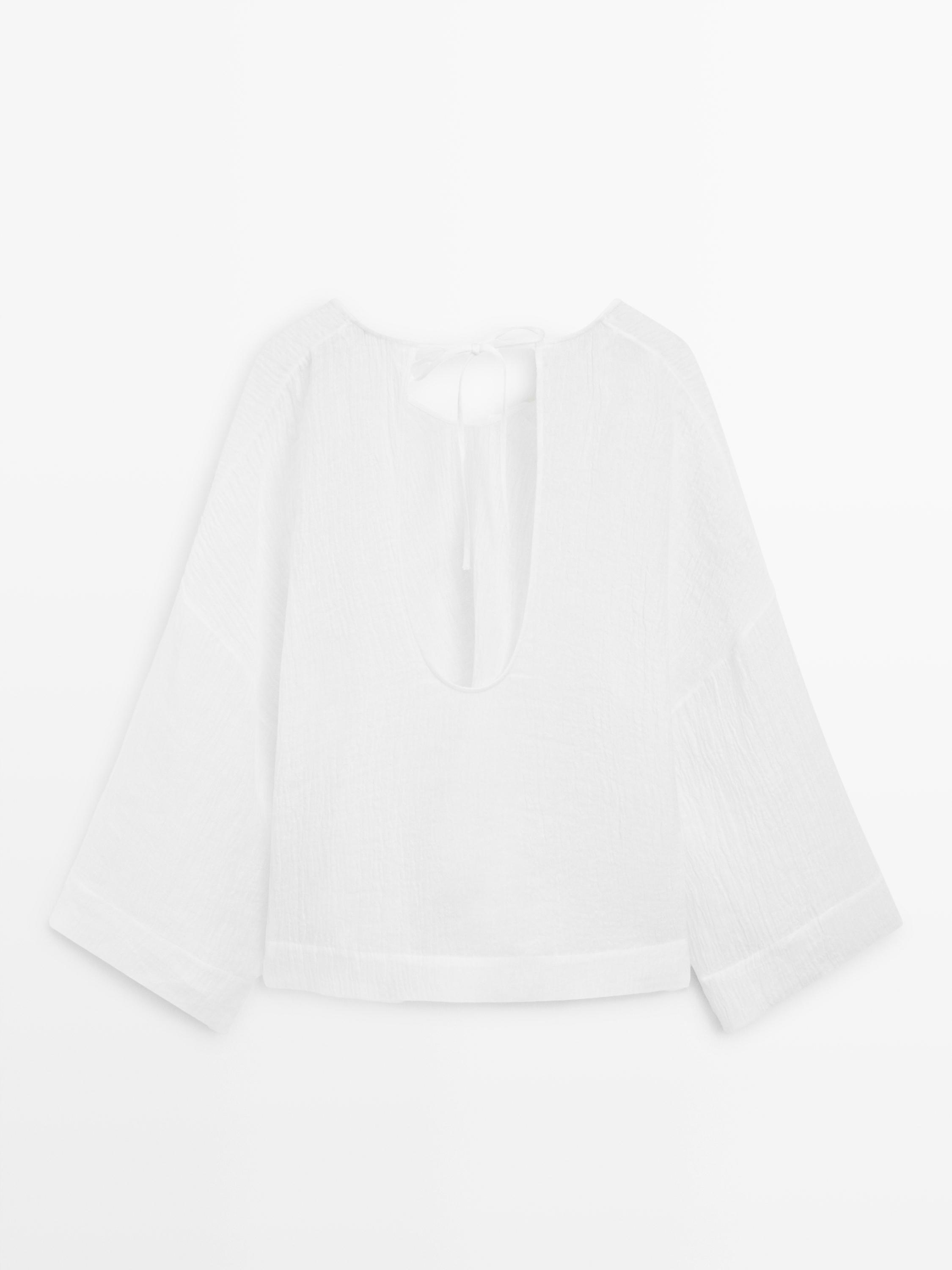 Blouse fluide gaufrée 100 % lin