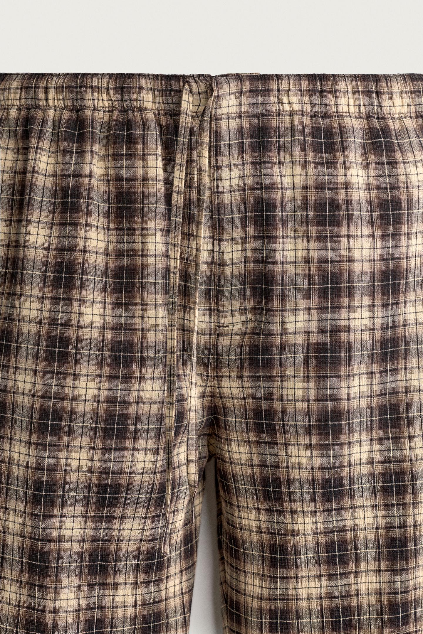 Мужские брюки Zara Textured Plaid Relaxed-Fit, цвет: Коричневый — фото 9