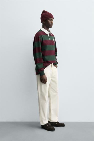 POLO RAYURES À PIÈCE - Raie verte de Zara - Image 3