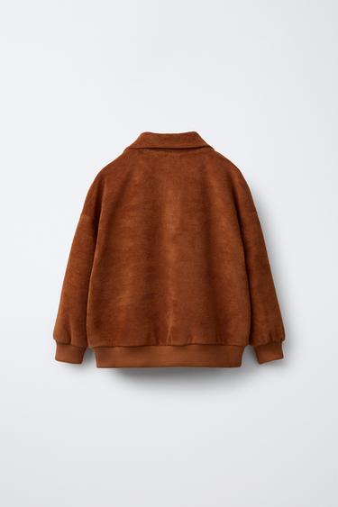 TOWELLING EFFECT POLO SWEATSHIRT - Brown by Zara - Image 1