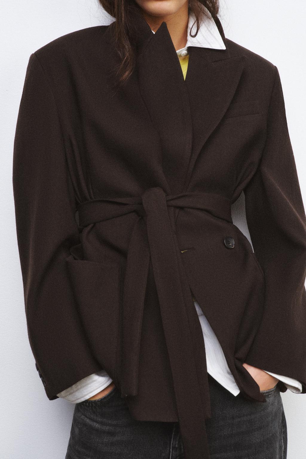 100% WOOL BELT BLAZER ZW COLLECTION LIMITED EDITION