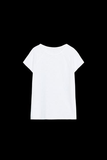 Zara SLUB COTTON T-SHIRT - White - Image 0