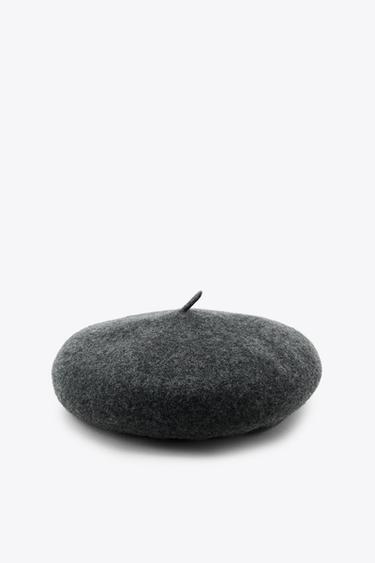 100% WOOL HEART BERET - Grey by Zara