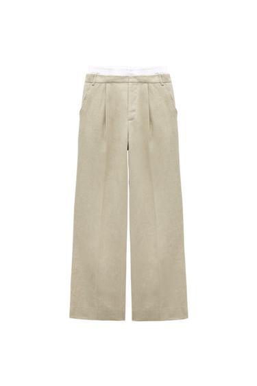 DARTED LINEN UNDERWEAR TROUSERS