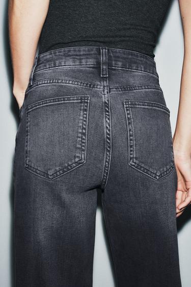 Zara ZW COLLECTION HIGH RISE WIDE LEG JEANS - Gray