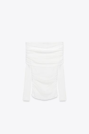 CAMISETA PALABRA DE HONOR FRUNCES - Blanco roto de Zara