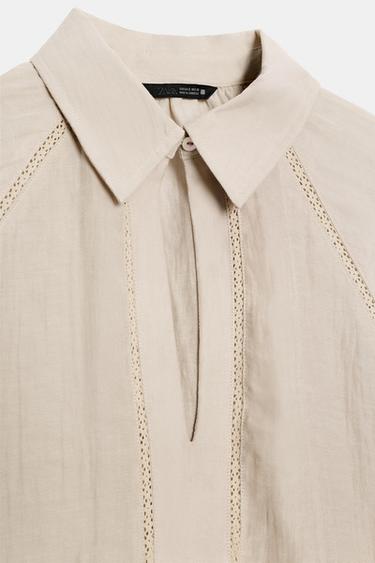 BLOUSE RUSTIQUE ENTRE-DEUX - Beige clair de Zara - Image 9