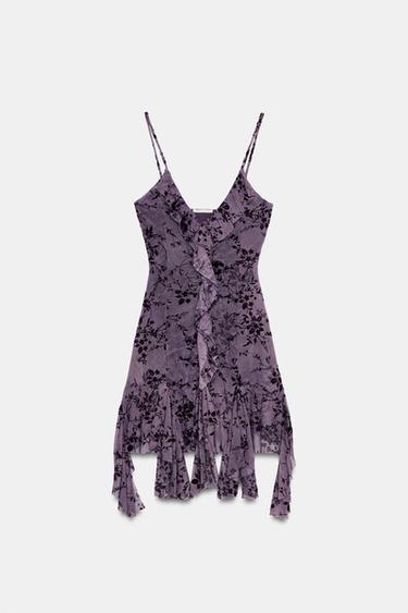 ROBE EN TULLE FLOQUÉE À VOLANTS - Lilas de Zara - Image 4