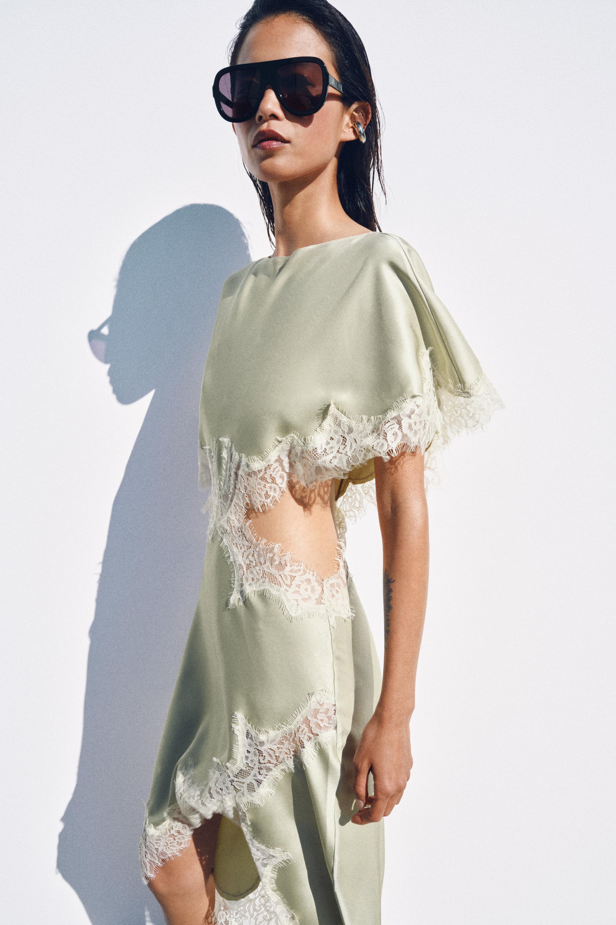 lace trim sweatshirt dress Lace Trim Sweatshirt Dress-Emerald Night main image 0