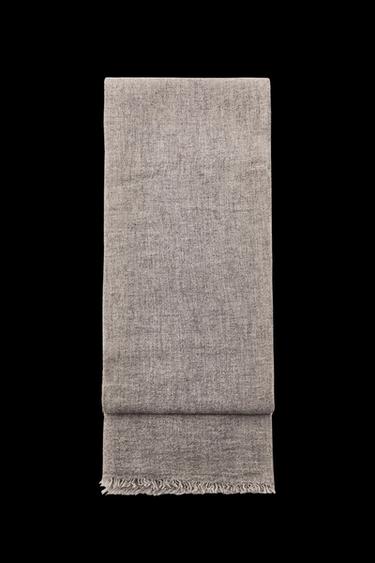 Zara FRINGED WOOL SCARF - Brown / Taupe - Image 0